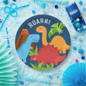 恐竜ロールキュートブルー紙プレートレッドキツネテール ペーパープレート (パーティー)