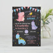 恐竜ロール誕生日シャルボードガールズディノパーティー 招待状 (スタンド正面)