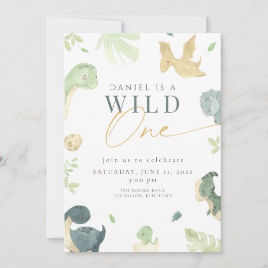 恐竜ワイルドワンバースデーパーティー 招待状 (正面)