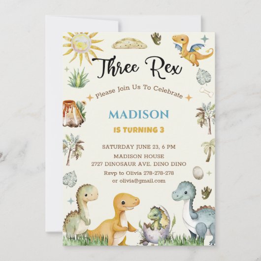 恐竜ワイルドワンボーイ 招待状 (正面)