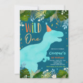 恐竜ワイルドワン誕生日ボーイディゾラス誕生日 招待状 (正面)