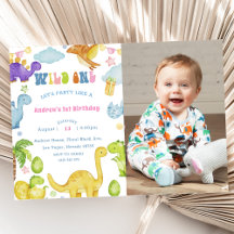 恐竜ワイルドワン1歳のパーティの招待状