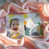 恐竜ワイルドワン1歳の誕生日の写真パーティー 招待状