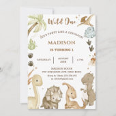 恐竜ワイルドワン1歳の誕生日パーティー 招待状 (正面)