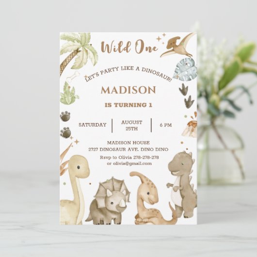 恐竜ワイルドワン1歳の誕生日パーティー 招待状 (スタンド正面)