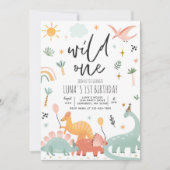 恐竜ワイルドワン1歳の誕生日パーティー 招待状 (正面)