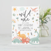 恐竜ワイルドワン1歳の誕生日パーティー 招待状 (スタンド正面)