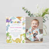 恐竜ワイルドワン1歳誕生日パーティー招待状 招待状 (スタンド正面)