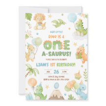 恐竜ワンサウルスの最初の誕生日パーティーの招待