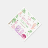 恐竜ワンサウルスガール1歳の誕生日パーティー スタンダードカクテルナプキン (角)