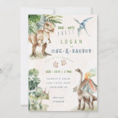 恐竜ワンサウルスパーティー恐竜1歳 招待状 (正面)