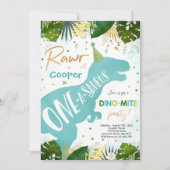 恐竜ワンサウルスパーティー恐竜1歳 招待状 (正面)