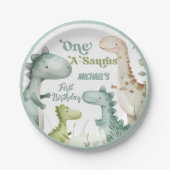 恐竜ワンサウルスボーイ1歳のパーティー ペーパープレート (正面)