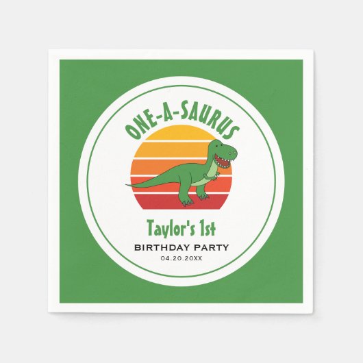 恐竜ワンサウルス男女兼用1歳 スタンダードカクテルナプキン (正面)
