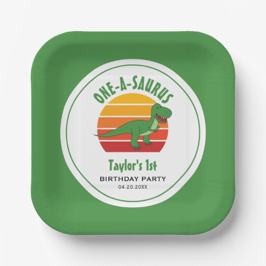 恐竜ワンサウルス男女兼用1歳 ペーパープレート (正面)