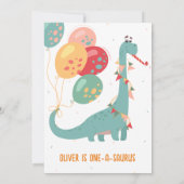 恐竜ワンサウルス誕生日パーティーの招待状 招待状 (裏面)