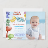 恐竜ワンサウルス誕生日パーティー 招待状 (正面)