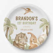 恐竜ワンサウルス1歳のパーティー ペーパープレート (正面)