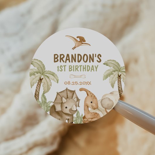 恐竜ワンサウルス1歳のパーティー ラウンドシール