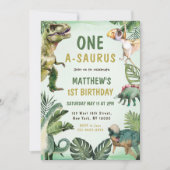 恐竜ワンサウルス1歳のパーティー 招待状 (正面)