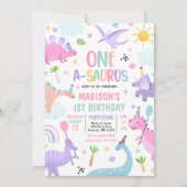 恐竜ワンサウルス1歳のパーティー 招待状 (正面)
