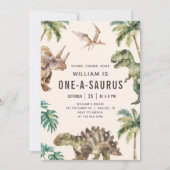 恐竜ワンサウルス1歳のパーティー 招待状 (正面)