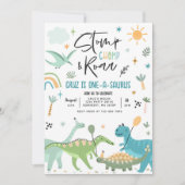 恐竜ワンサウルス1歳の誕生日パーティー 招待状 (正面)