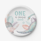 恐竜ワンサウルス1歳の誕生日 ペーパープレート (正面)