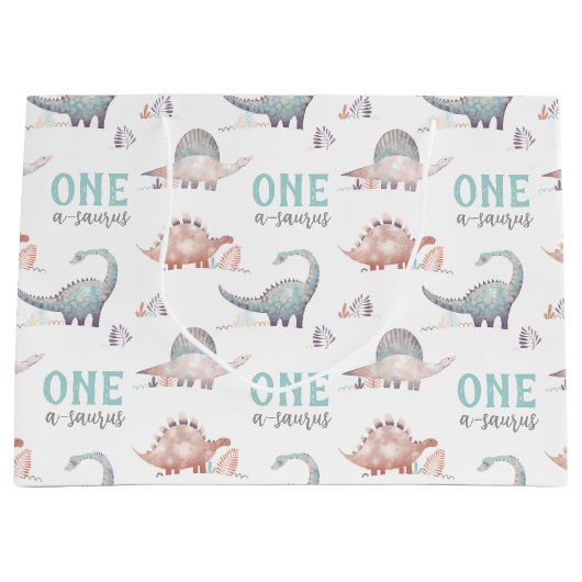 恐竜ワンサウルス1歳の誕生日 ラージペーパーバッグ (正面)