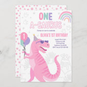 恐竜ワンA-Saurus 1st誕生日パーティーT-レックス 招待状 (正面/裏面)