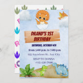 恐竜ワンA-Saurus Boy 1歳の招待状 招待状 (正面/裏面)