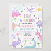 恐竜五つ星サウルスの五つ目の誕生日パーティー 招待状 (正面)
