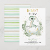 恐竜公園のベビーシャワーパーティー 男の子 女の子 うなる 招待状 (正面/裏面)