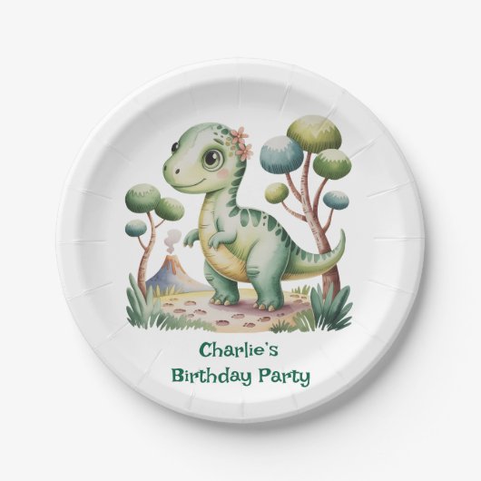 恐竜冒険少年の誕生日パーティー ペーパープレート (正面)