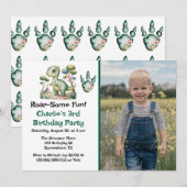 恐竜冒険少年の誕生日パーティー 招待状 (正面/裏面)