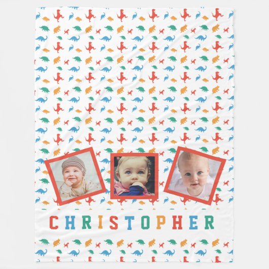 恐竜写真テンプレート フリースブランケット (正面)