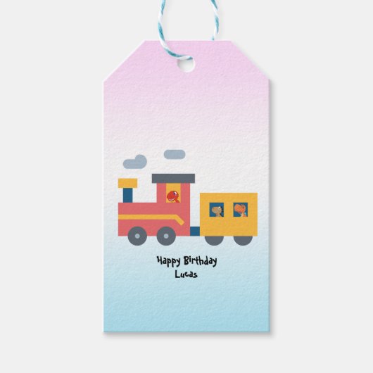 恐竜列車おもしろいのトラック男の子バック2学校誕生 ギフトタグ (正面)