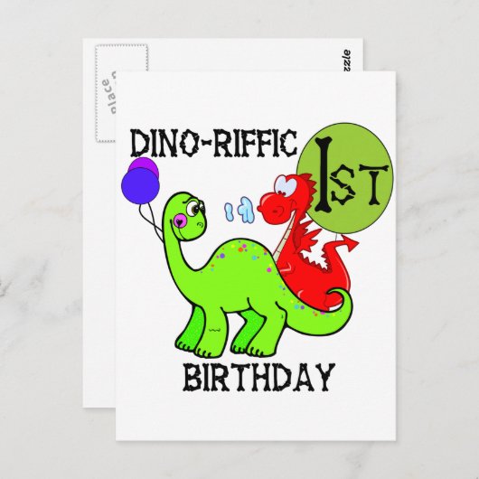 恐竜初の誕生日Tシャツとギフト ポストカード (正面/裏面)