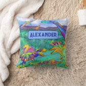 恐竜名カラフルパーソナライズされた称 クッション (ブランケット)