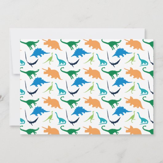 恐竜名門私立校風ののシルエット誕生日パーティーの写真 招待状 (裏面)