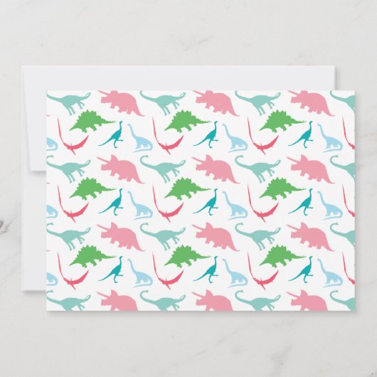 恐竜名門私立校風のシルエット誕生日パーティーフォト 招待状 (裏面)