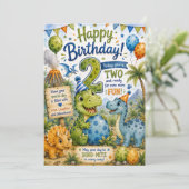 恐竜大好きな2歳のお誕生日おめでとうカード カード (スタンド正面)