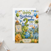 恐竜大好きな2歳のお誕生日おめでとうカード カード (正面/裏面インサイチュ)