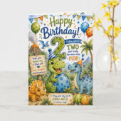 恐竜大好き2歳の誕生日おめでとうカード カード (黄色い花)