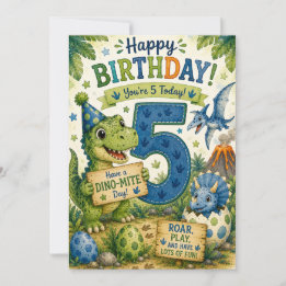 恐竜大好き5歳の誕生日カード カード