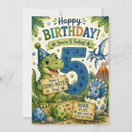 恐竜大好き5歳の誕生日カード カード