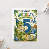 恐竜大好き5歳の誕生日カード カード (正面/裏面インサイチュ)