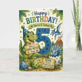 恐竜大好き5歳の誕生日カード カード