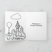 恐竜女パーソナライズされたの子の誕生日 カード (内部)