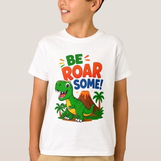 ⭐恐竜好きな子どものための「Be Roar some」ギフト🦖 Tシャツ (正面)